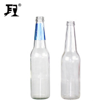wholesale 330ml empty clear recycled glass beer bottle with crown cap
